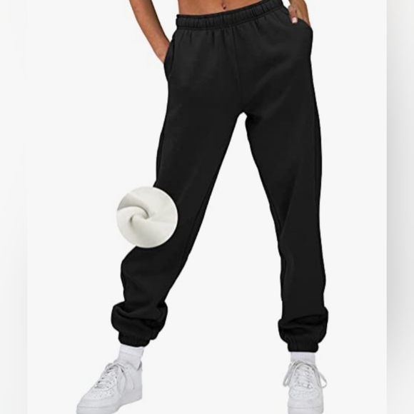 NWT Automet Women's Casual Baggy Fleece Black Sweatpants High Waisted Jogger, XS - Picture 8 of 8